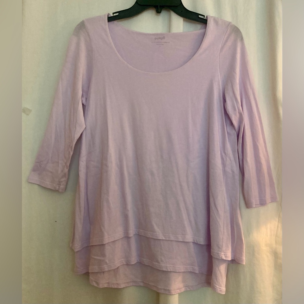Pure Jill Layered Lavender Hi-Lo Scoop Neck 3/4 Sleeve Top Size S